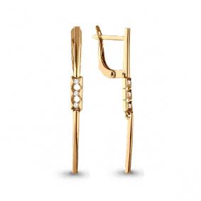 Золотые серьги AQUAMARINE 45515А с фианитом 45515А фото