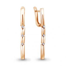 Золотые серьги AQUAMARINE 45516А с фианитом 45516А фото