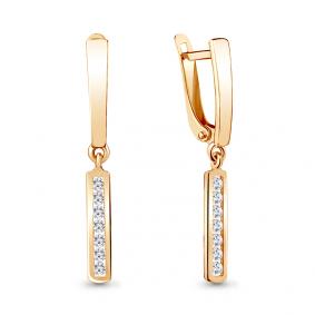 Золотые серьги AQUAMARINE 45517А с фианитом 45517А фото