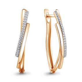 Золотые серьги AQUAMARINE 45568А с фианитом 45568А фото