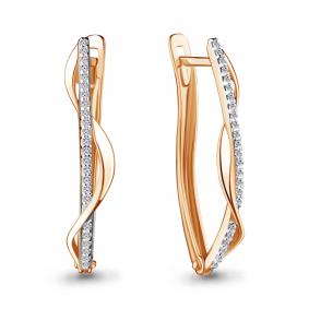 Золотые серьги AQUAMARINE 45570А с фианитом 45570А фото