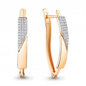 Золотые серьги AQUAMARINE 45576А с фианитом 45576А фото