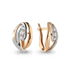 Золотые серьги AQUAMARINE 45620 с фианитом 45620 фото