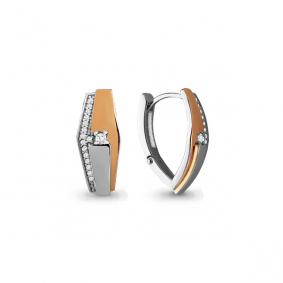 Золотые серьги AQUAMARINE 45749А с фианитом 45749А фото