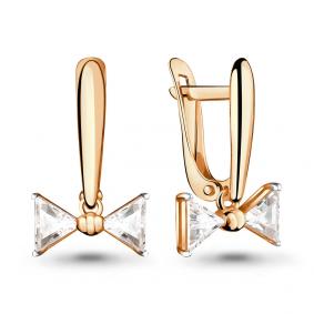 Золотые серьги AQUAMARINE 45758 с фианитом 45758 фото