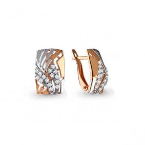 Золотые серьги AQUAMARINE 45773А с фианитом 45773А фото