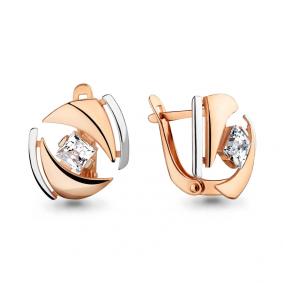 Золотые серьги AQUAMARINE 45808 с фианитом 45808 фото