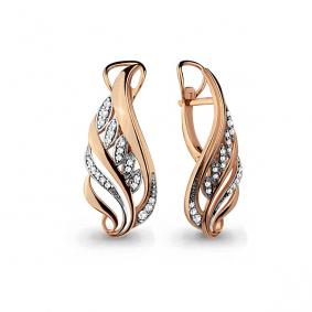 Золотые серьги AQUAMARINE 45813А с фианитом 45813А фото