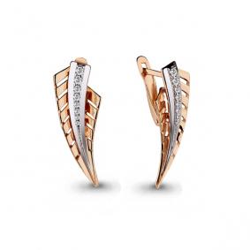 Золотые серьги AQUAMARINE 45817А с фианитом 45817А фото