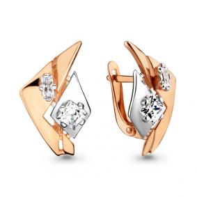 Золотые серьги AQUAMARINE 45825 с фианитом 45825 фото