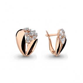 Золотые серьги AQUAMARINE 45851А с фианитом 45851А фото