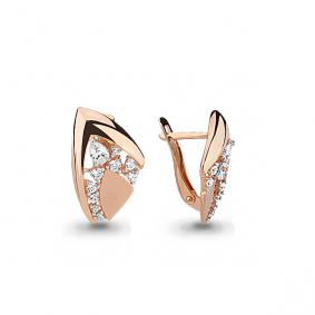 Золотые серьги AQUAMARINE 45853А с фианитом 45853А фото