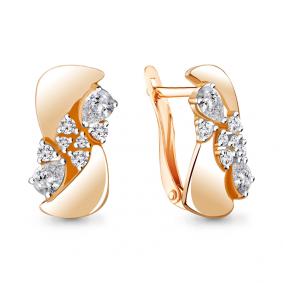 Золотые серьги AQUAMARINE 45854А с фианитом 45854А фото