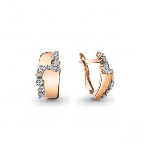 Золотые серьги AQUAMARINE 45856А с фианитом 45856А фото