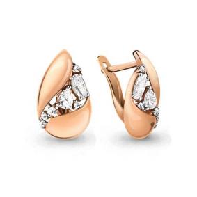 Золотые серьги AQUAMARINE 45857А с фианитом 45857А фото