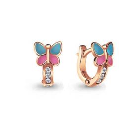 Золотые серьги AQUAMARINE 45875А с фианитом и эмалью 45875А фото