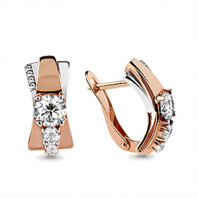 Золотые серьги AQUAMARINE 45881А с фианитом 45881А фото