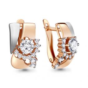 Золотые серьги AQUAMARINE 45891А с фианитом 45891А фото