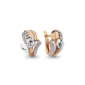 Золотые серьги AQUAMARINE 45902А с фианитом 45902А фото