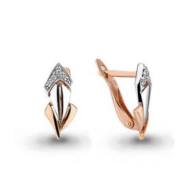 Золотые серьги AQUAMARINE 45910 с фианитом 45910 фото