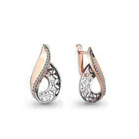 Золотые серьги AQUAMARINE 45939А с фианитом 45939А фото