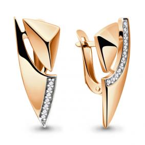 Золотые серьги AQUAMARINE 45955А с фианитом 45955А фото