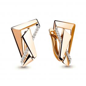 Золотые серьги AQUAMARINE 45963А с фианитом 45963А фото