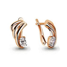 Золотые серьги AQUAMARINE 45993 с фианитом 45993 фото