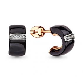 Золотые серьги AQUAMARINE 46003 с фианитом и керамикой 46003 фото