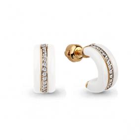 Золотые серьги AQUAMARINE 46004 с фианитом и керамикой 46004 фото