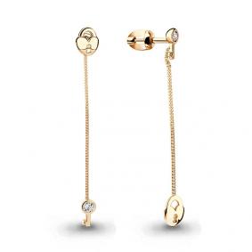 Золотые серьги AQUAMARINE 46058 с фианитом 46058 фото