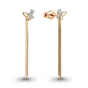 Золотые серьги AQUAMARINE 46062 с фианитом 46062 фото