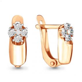 Золотые серьги AQUAMARINE 46074 с фианитом 46074 фото