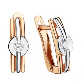 Золотые серьги AQUAMARINE 46107 с фианитом 46107 фото