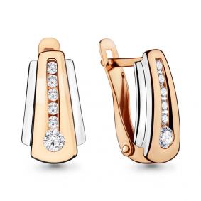 Золотые серьги AQUAMARINE 46113 с фианитом 46113 фото