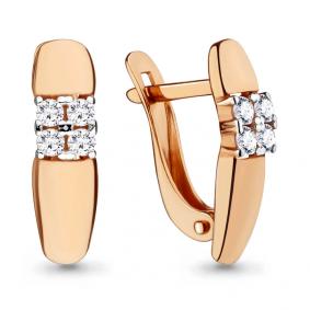 Золотые серьги AQUAMARINE 46117 с фианитом 46117 фото