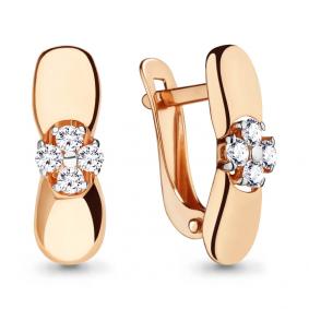 Золотые серьги AQUAMARINE 46123 с фианитом 46123 фото