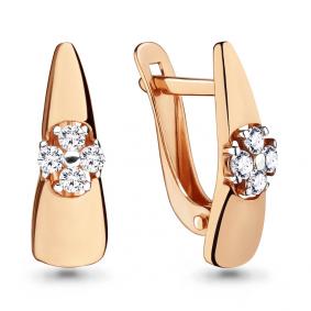 Золотые серьги AQUAMARINE 46124 с фианитом 46124 фото