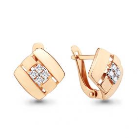 Золотые серьги AQUAMARINE 46133 с фианитом 46133 фото