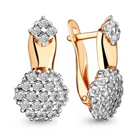 Золотые серьги AQUAMARINE 46134А с фианитом 46134А фото