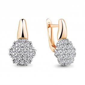 Золотые серьги AQUAMARINE 46136А с фианитом 46136А фото