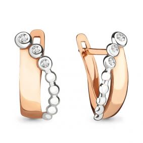 Золотые серьги AQUAMARINE 46144 с фианитом 46144 фото