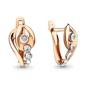 Золотые серьги AQUAMARINE 46145 с фианитом 46145 фото