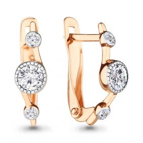 Золотые серьги AQUAMARINE 46158 с фианитом 46158 фото