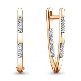 Золотые серьги AQUAMARINE 46179А с фианитом 46179А фото