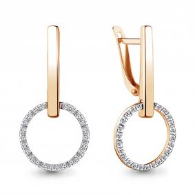 Золотые серьги AQUAMARINE 46189А с фианитом 46189А фото