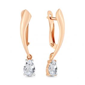 Золотые серьги AQUAMARINE 46261 с фианитом 46261 фото