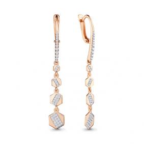 Золотые серьги AQUAMARINE 46265А с фианитом 46265А фото