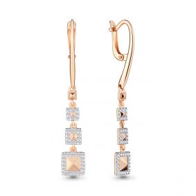 Золотые серьги AQUAMARINE 46273А с фианитом 46273А фото