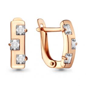 Золотые серьги AQUAMARINE 46342 с фианитом 46342 фото